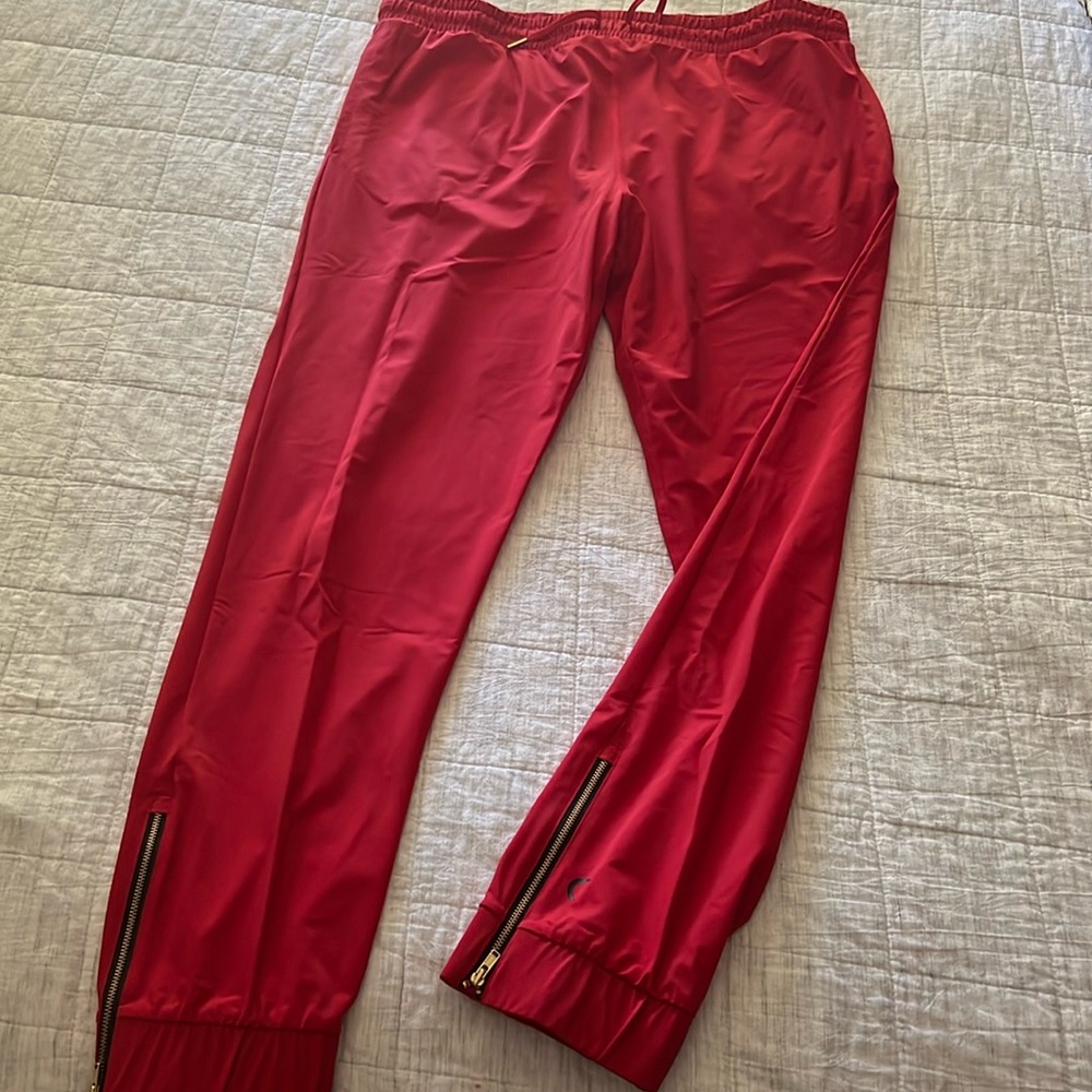 Zyia red zipper joggers